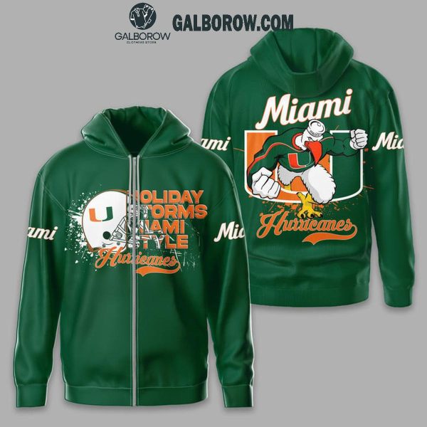 Miami Hurricanes Holiday Storms Miami Style Christmas Hoodie T-Shirt