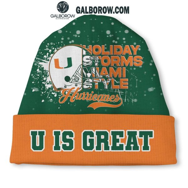 Miami Hurricanes Holiday Storms Miami Style Christmas Beanie Hat