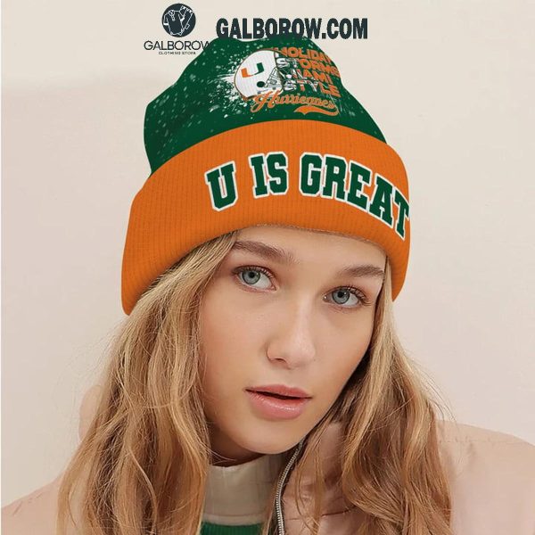 Miami Hurricanes Holiday Storms Miami Style Christmas Beanie Hat