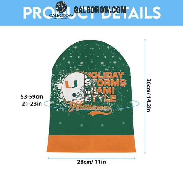 Miami Hurricanes Holiday Storms Miami Style Christmas Beanie Hat