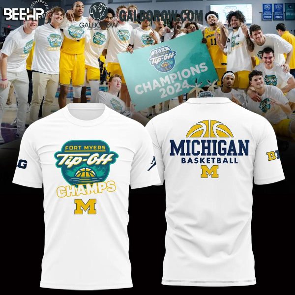 Michigan Wolverines Fort Myers Tip-Off Champions 2024 Hoodie T-Shirt White Style