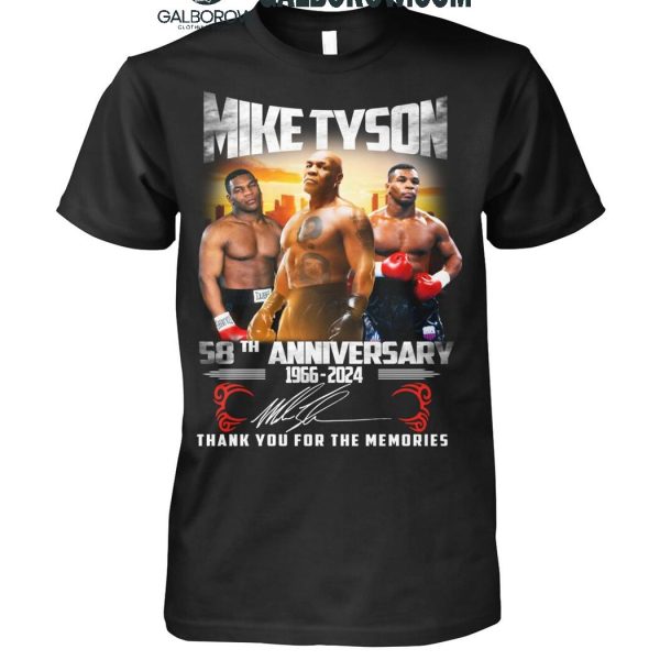 Mike Tyson 58th Anniversary 1966 2024 Thank You For The Memories T Shirt