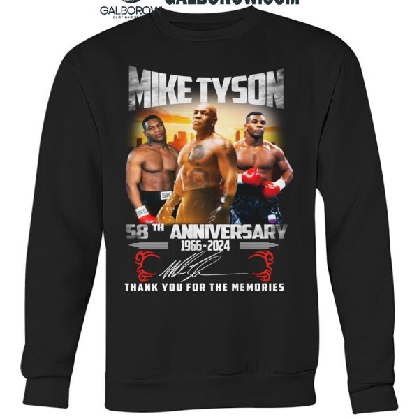 Mike Tyson 58th Anniversary 1966 2024 Thank You For The Memories T Shirt