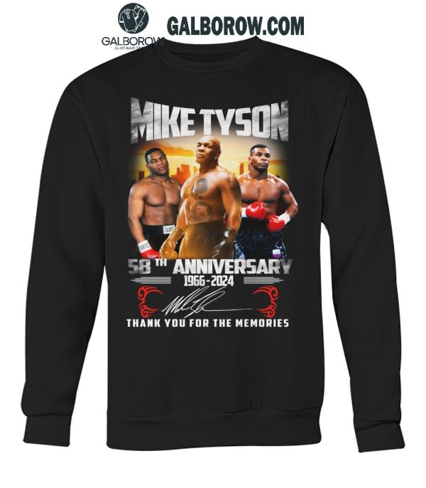 Mike Tyson 58th Anniversary 1966-2024 Thank You For The Memories T-Shirt