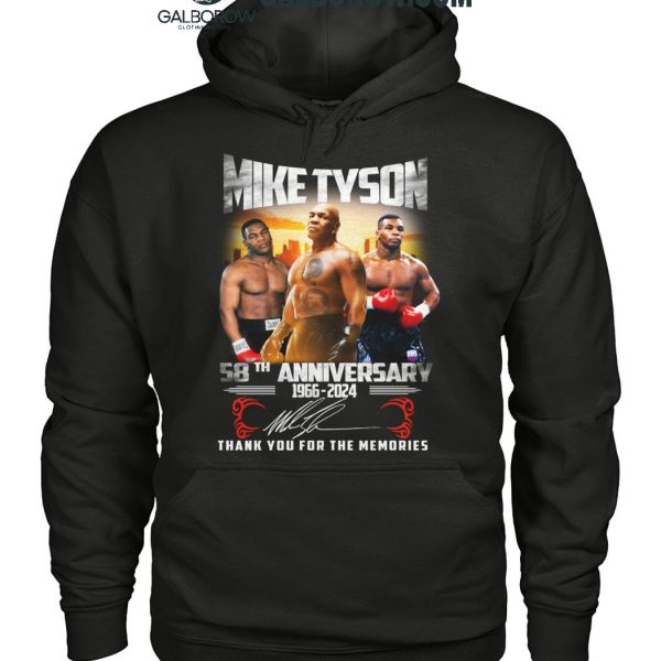 Mike Tyson 58th Anniversary 1966 2024 Thank You For The Memories T Shirt