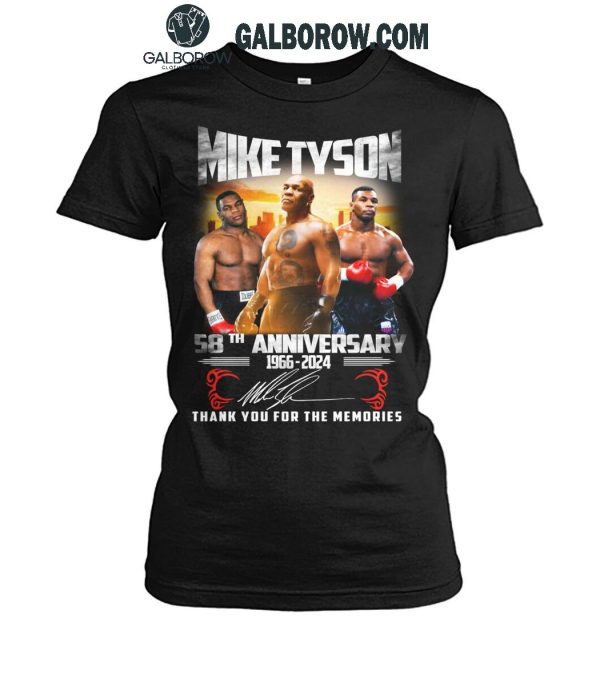 Mike Tyson 58th Anniversary 1966-2024 Thank You For The Memories T-Shirt