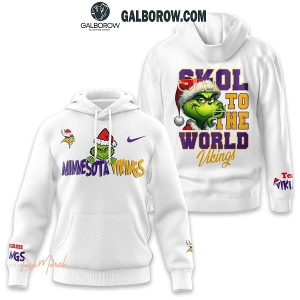 Minnesota Vikings Merry Christmas The Grinch Skol To The World Hoodie T-Shirt