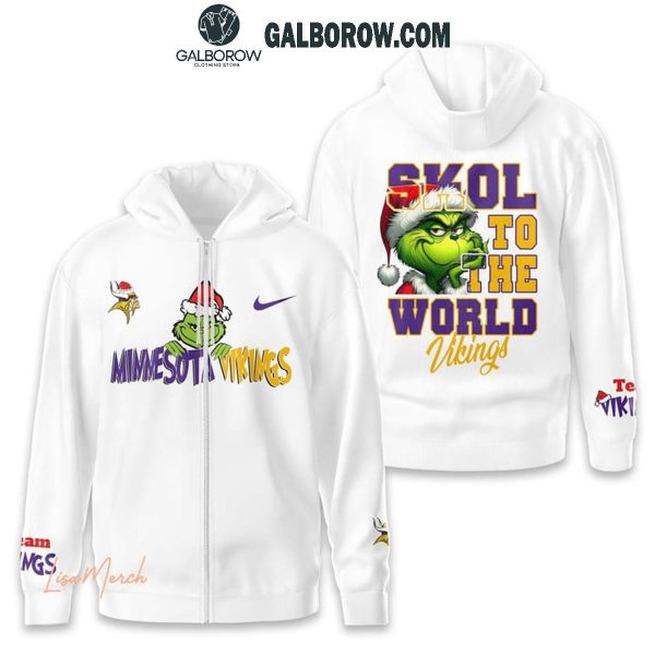 Minnesota Vikings Merry Christmas The Grinch Skol To The World Hoodie T-Shirt