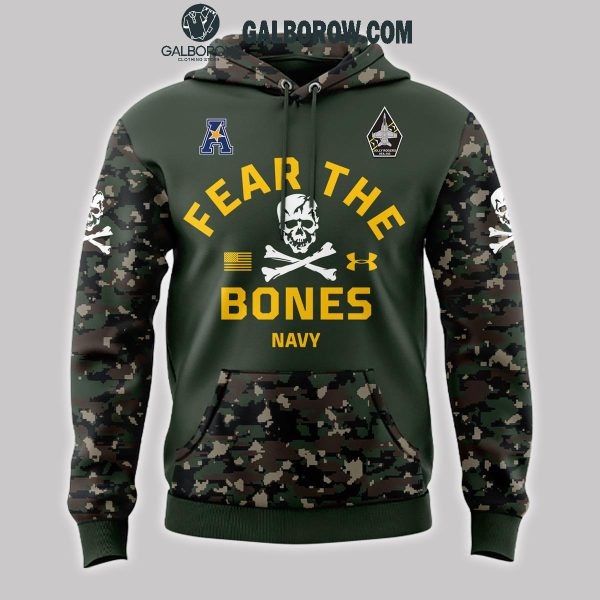 Navy Midshipmen 2024 Fear The Bones Camo Design Hoodie T-Shirt