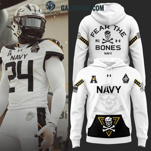 Navy Midshipmen 2024 Rivalry Fear The Bones Performance Hoodie T-Shirt White