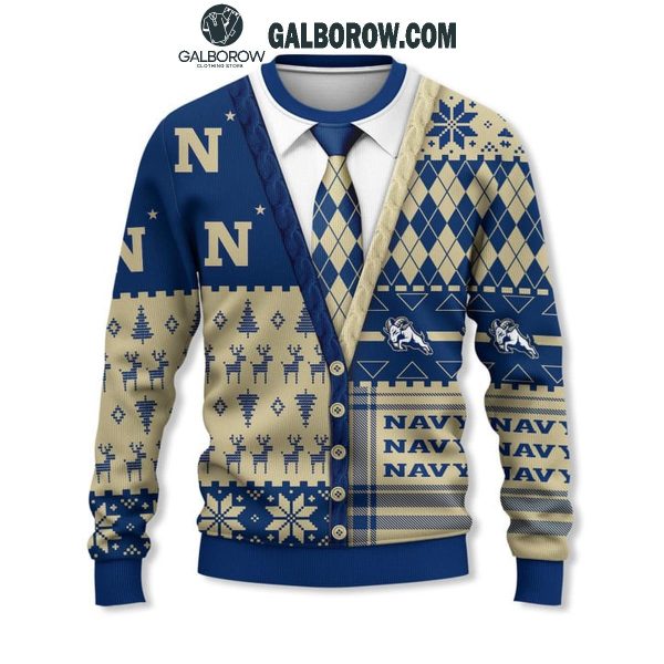 Navy Midshipmen Football Office Style 2024 Christmas Ugly Sweater