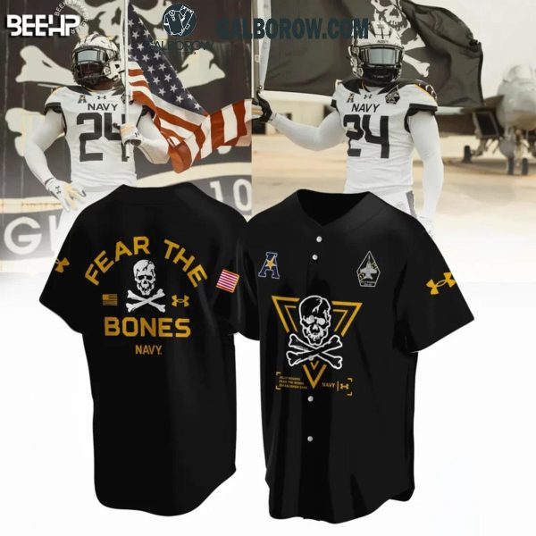 Navy Midshipmen New Jolly Rogers Fear The Bones Baseball Jersey Black