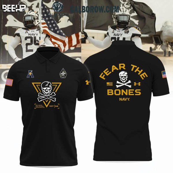 Navy Midshipmen New Jolly Rogers Fear The Bones Polo Shirt Black