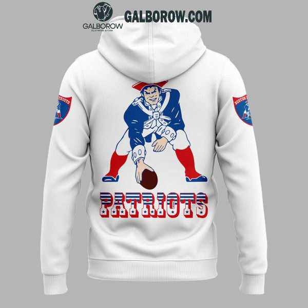 New England Patriots White Boston Throwback Logo Club Hoodie T-Shirt