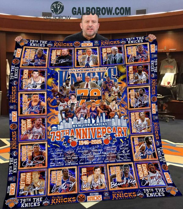 New York Knicks 79th Anniversary 1946-2025 Fleece Blanket Quilt