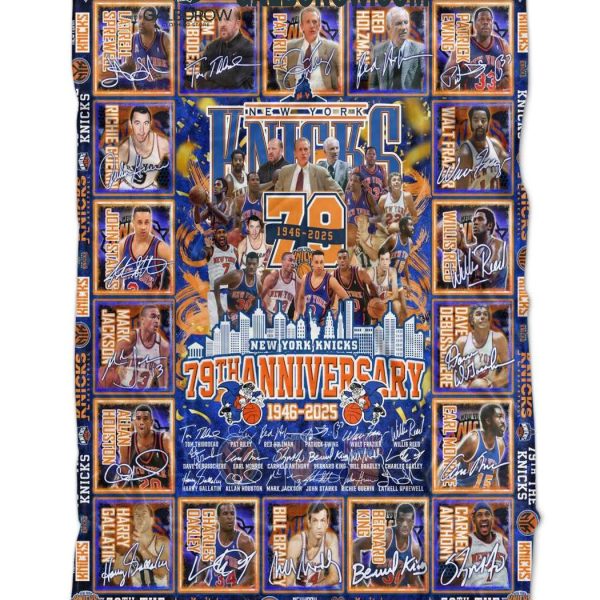 New York Knicks 79th Anniversary 1946 2025 Fleece Blanket Quilt