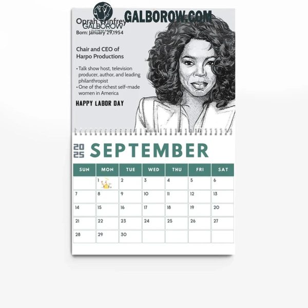 Oprah Winfrey Celebrating A Brand New Year 2025 Wall Hanging And Desk Calendar