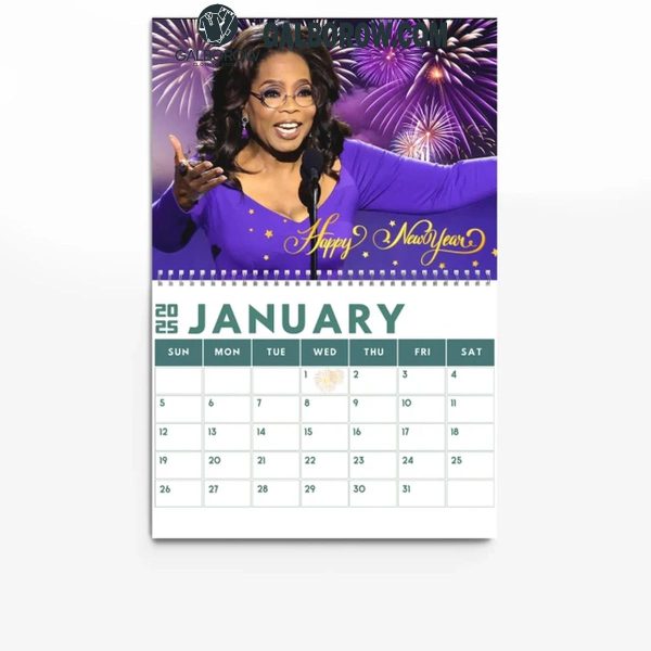 Oprah Winfrey Celebrating A Brand New Year 2025 Wall Hanging And Desk Calendar