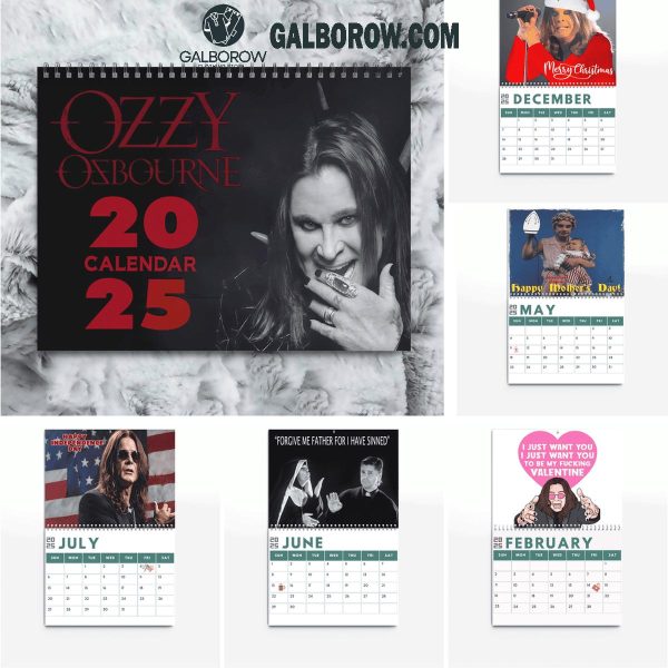 Ozzy Osbourne Happy New Year 2025 Wall Hanging Calendar