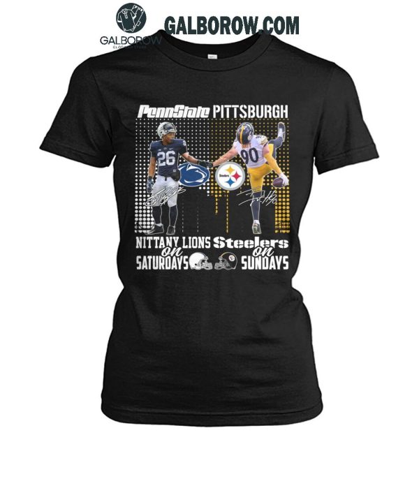 Penn State Nittany Lions On Saturdays 2024 Pittsburgh Steelers On Sundays T-Shirt