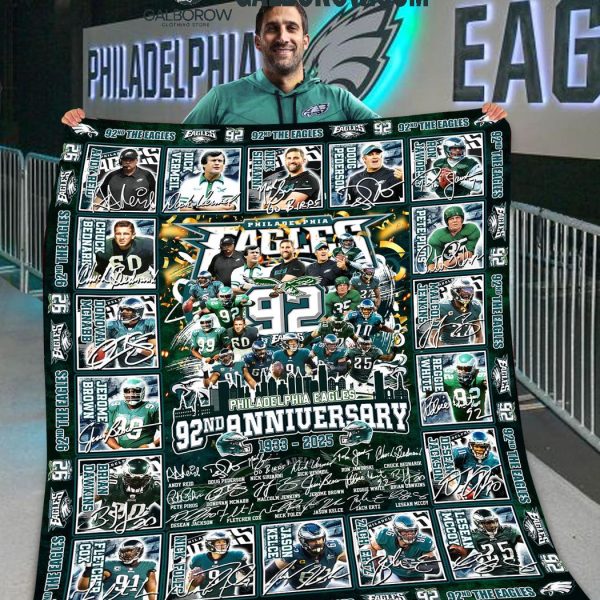 Philadelphia Eagles 92nd Anniversary 1933-2025 Fleece Blanket Quilt