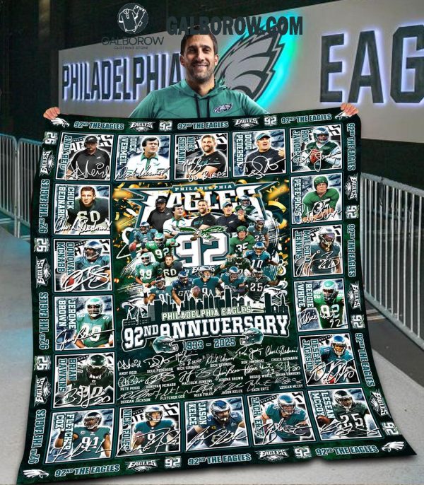 Philadelphia Eagles 92nd Anniversary 1933-2025 Fleece Blanket Quilt