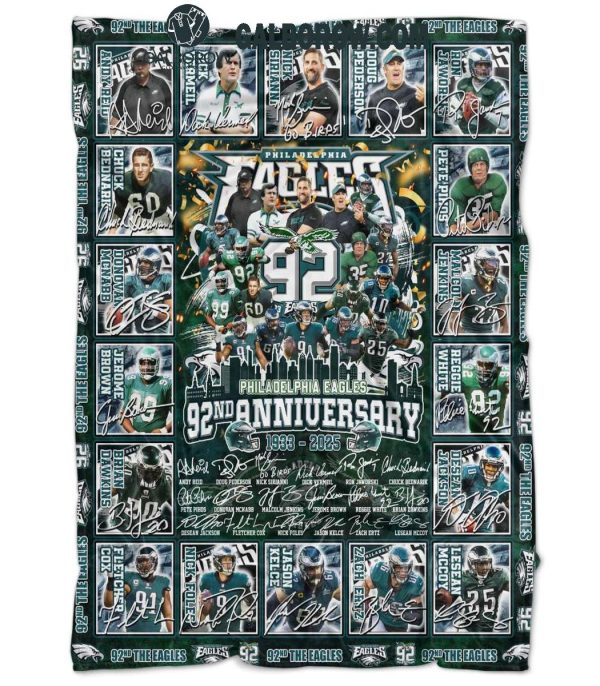 Philadelphia Eagles 92nd Anniversary 1933-2025 Fleece Blanket Quilt