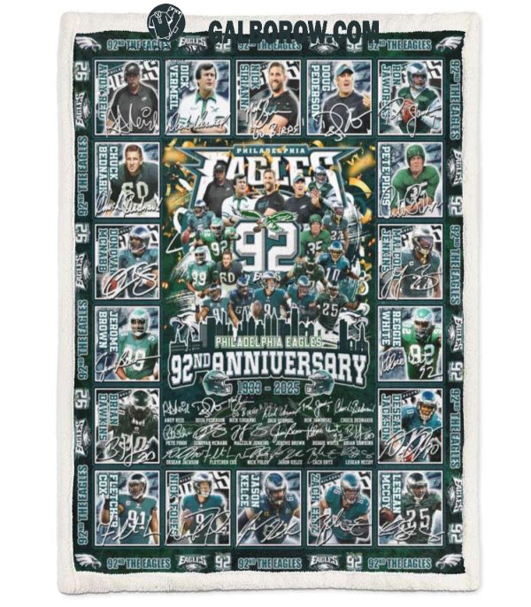 Philadelphia Eagles 92nd Anniversary 1933-2025 Fleece Blanket Quilt