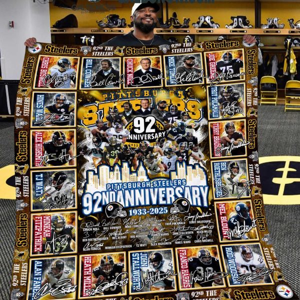 Pittsburgh Steelers Football 92nd Anniversary 1933-2025 Fleece Blanket Quilt