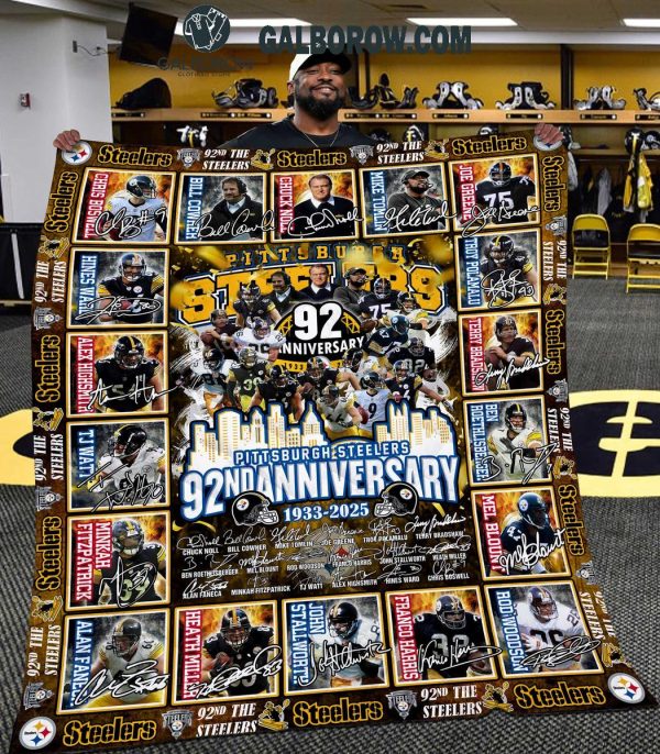 Pittsburgh Steelers Football 92nd Anniversary 1933-2025 Fleece Blanket Quilt