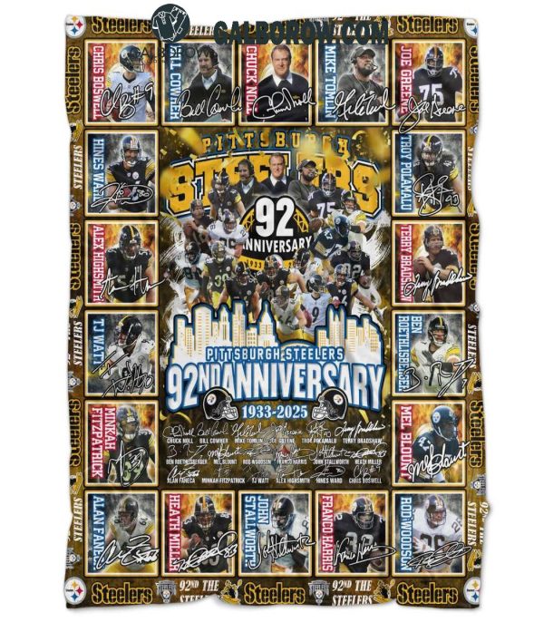 Pittsburgh Steelers Football 92nd Anniversary 1933-2025 Fleece Blanket Quilt