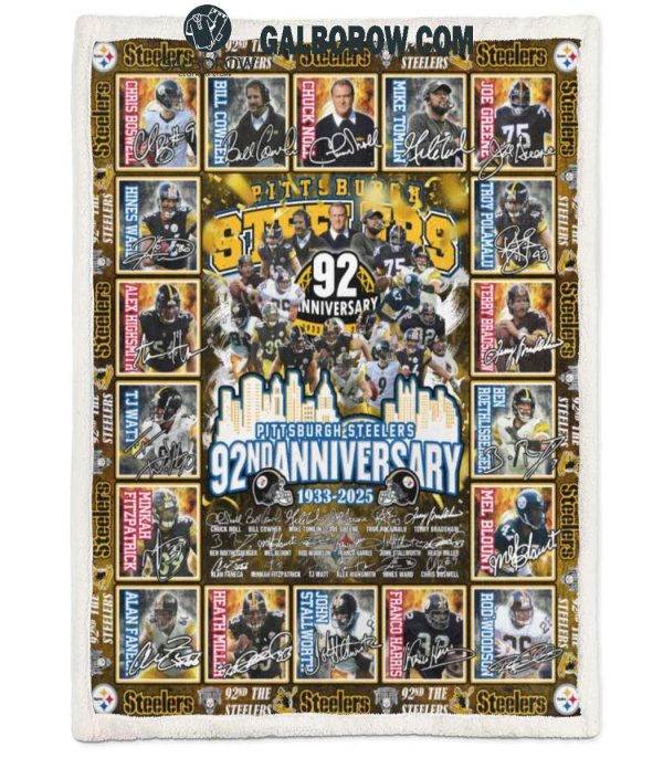 Pittsburgh Steelers Football 92nd Anniversary 1933-2025 Fleece Blanket Quilt