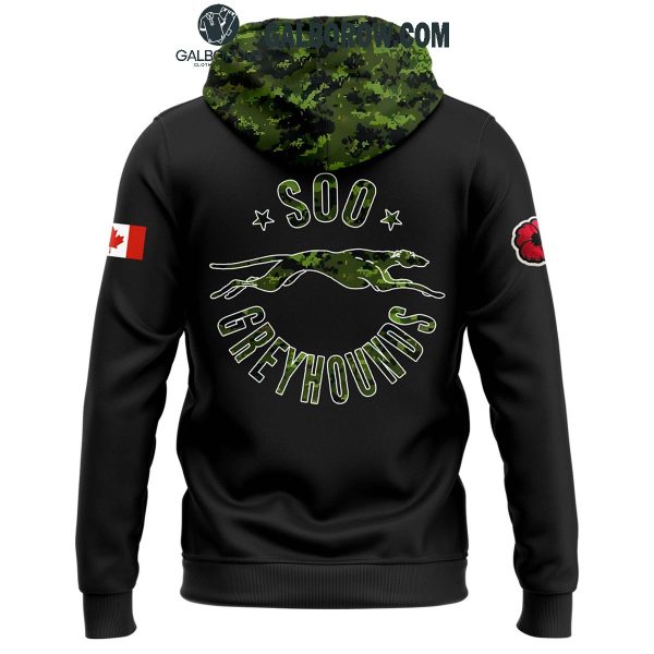 Sault Ste. Marie Greyhounds Camo Salute to Service Club Hoodie T-Shirt