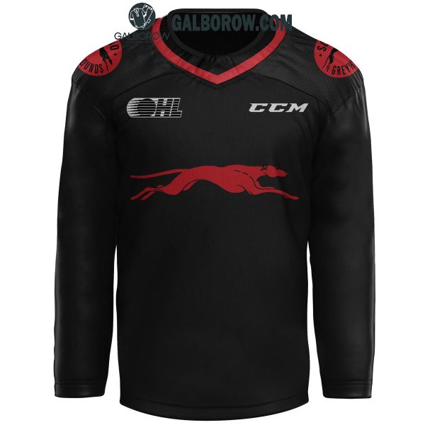 Sault Ste. Marie Greyhounds Soo Back In Black Personalized Hockey Jersey