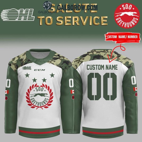 Sault Ste. Marie Greyhounds Soo Remembrance Day Personalized Hockey Jersey