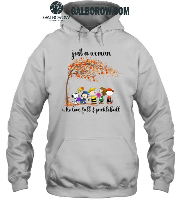 Snoopy Just A Woman Who Loves Fall And Pickleball T-Shirt