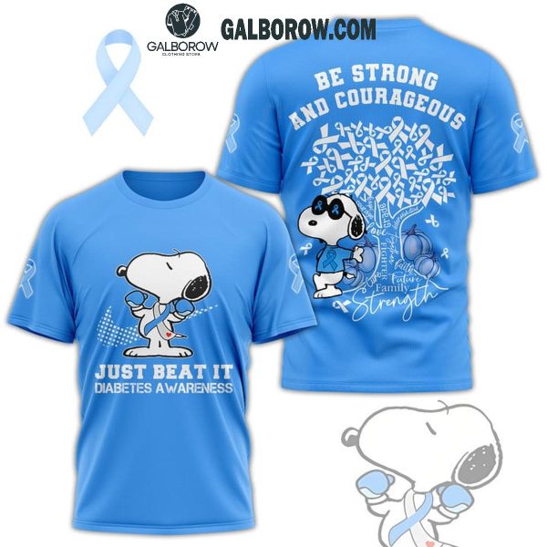 Snoopy Just Beat It Diabetes Awareness Be Strong Blue Version Hoodie T-Shirt