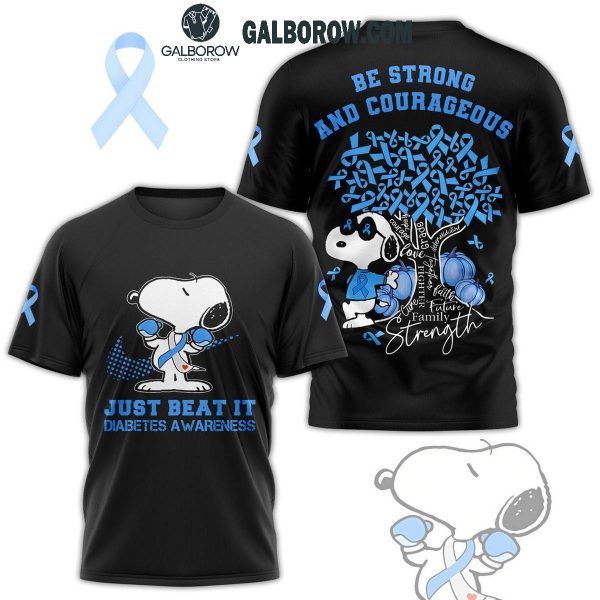 Snoopy Just Beat It Diabetes Awareness Be Strong Hoodie T-Shirt Black Design