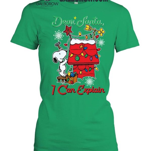 Snoopy Peanuts Dear Santa I Can Explain Merry Christmas T Shirt