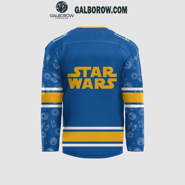 St. Louis Blues 2024 Star Wars Fan Celebrating Blue Hockey Jersey