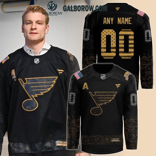 St. Louis Blues Black Camo 2024 Salute To Service Personalized Hockey Jersey