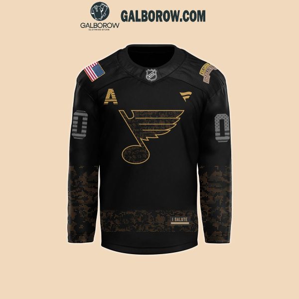 St. Louis Blues Black Camo 2024 Salute To Service Personalized Hockey Jersey