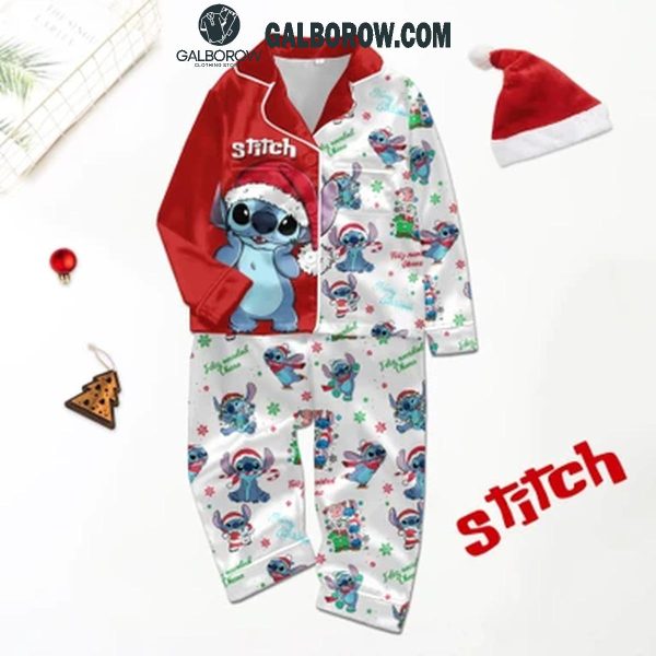 Stitch Loving Christmas 2024 Satin Polyester Pajamas Set