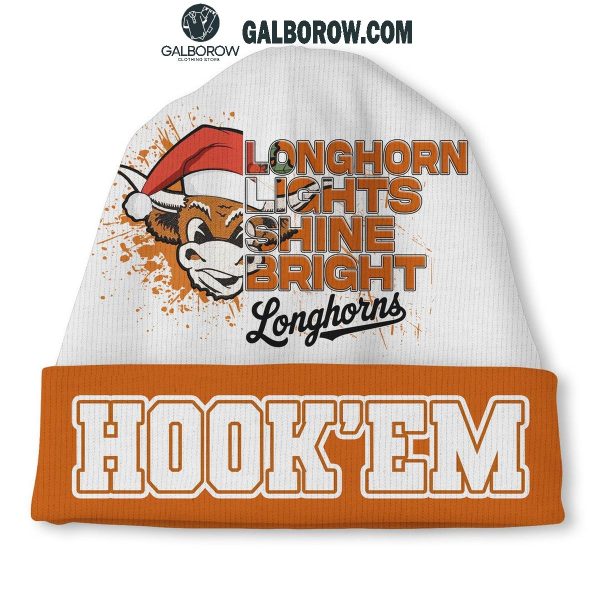 Texas Longhorns Lights Shine Bright Christmas Beanie Hat