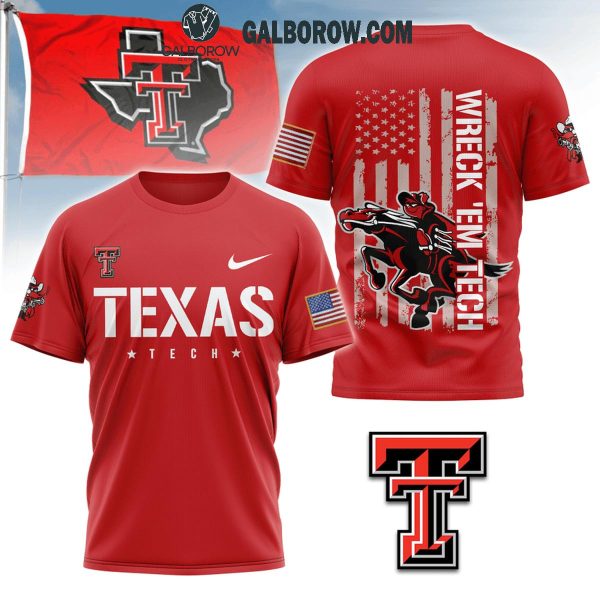 Texas Tech Red Raiders America Colors Patriots Spirit Wreck ‘Em Tech Hoodie T-Shirt