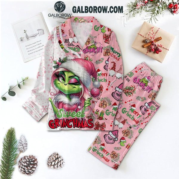 The Grinch Sweet Christmas For Love Christmas Polyester Pajamas Set