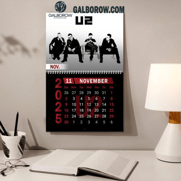 U2 Happy New Year 2025 Wall Hanging Calendar