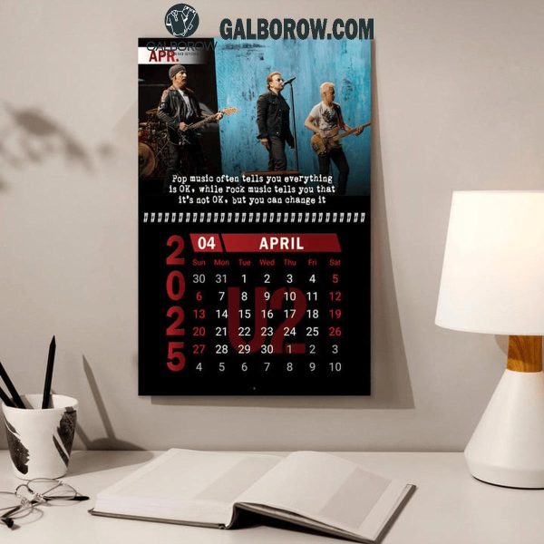 U2 Happy New Year 2025 Wall Hanging Calendar