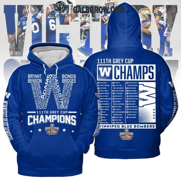 Winnipeg Blue Bombers 2024 Football 111th Grey Cup Champions Hoodie T-Shirt