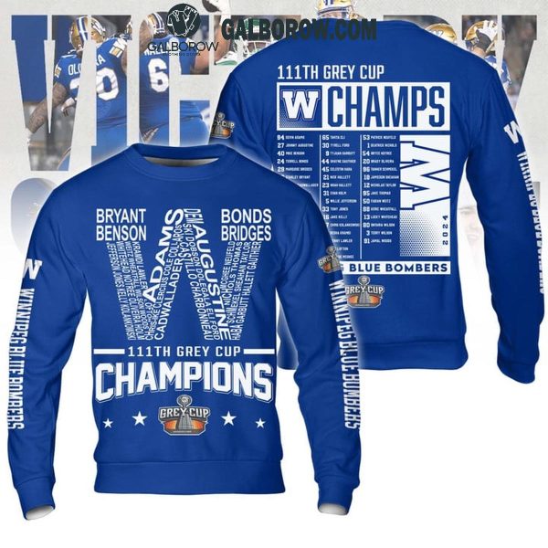 Winnipeg Blue Bombers 2024 Football 111th Grey Cup Champions Hoodie T-Shirt